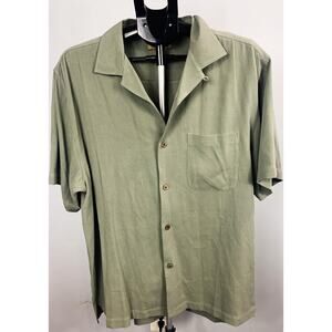 Gold Tri-Mountain 100% Silk Button Down Medium Men's Polo